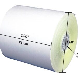 3“ x 90‘ 2-ply Carbonless White/Canary Roll Paper